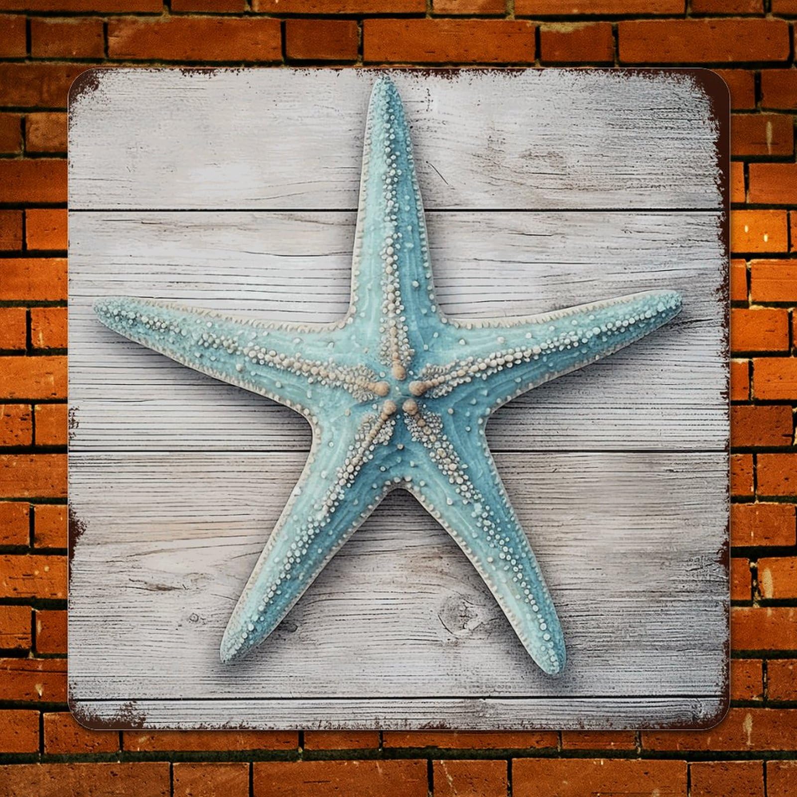 Targa da parete in metallo a tema mare mare con cavallo marino e decorazione oceanica blu polipo rustico vintage portico cartelli Benvenuti alla