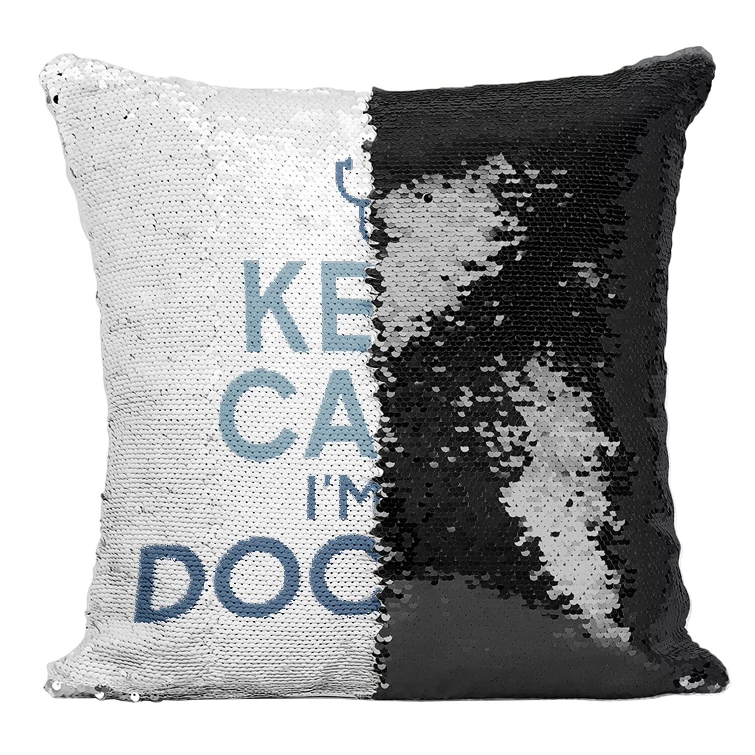 Coussin paillettes noir Keep Calm Doctor pour cabinet médical
