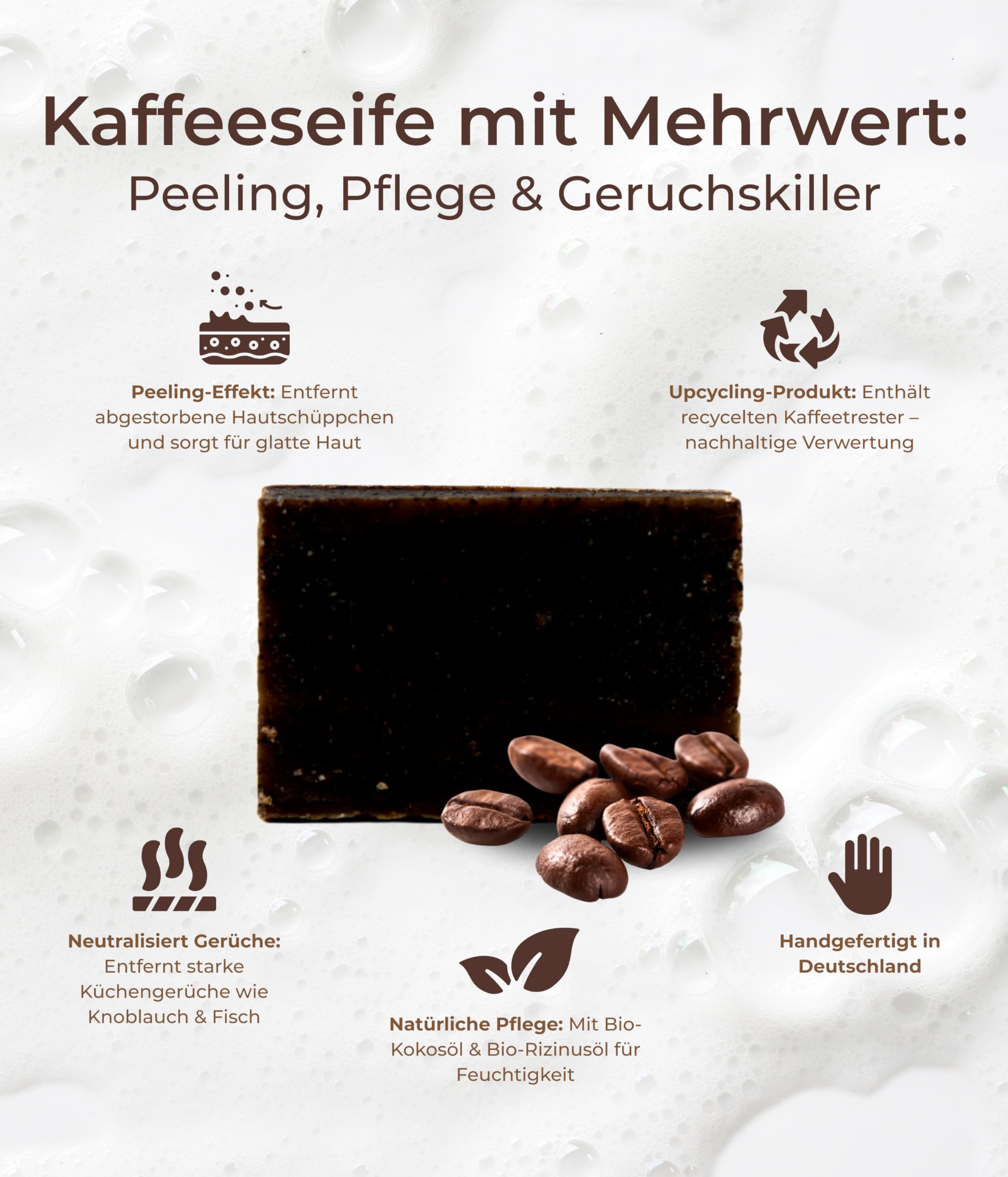 Nature Cosmétique Solid Soap Coffee Soap, For Hands & Body, Handmade Natural Soap, Moisturising & Skin Nourishing, Vegan - Image 2