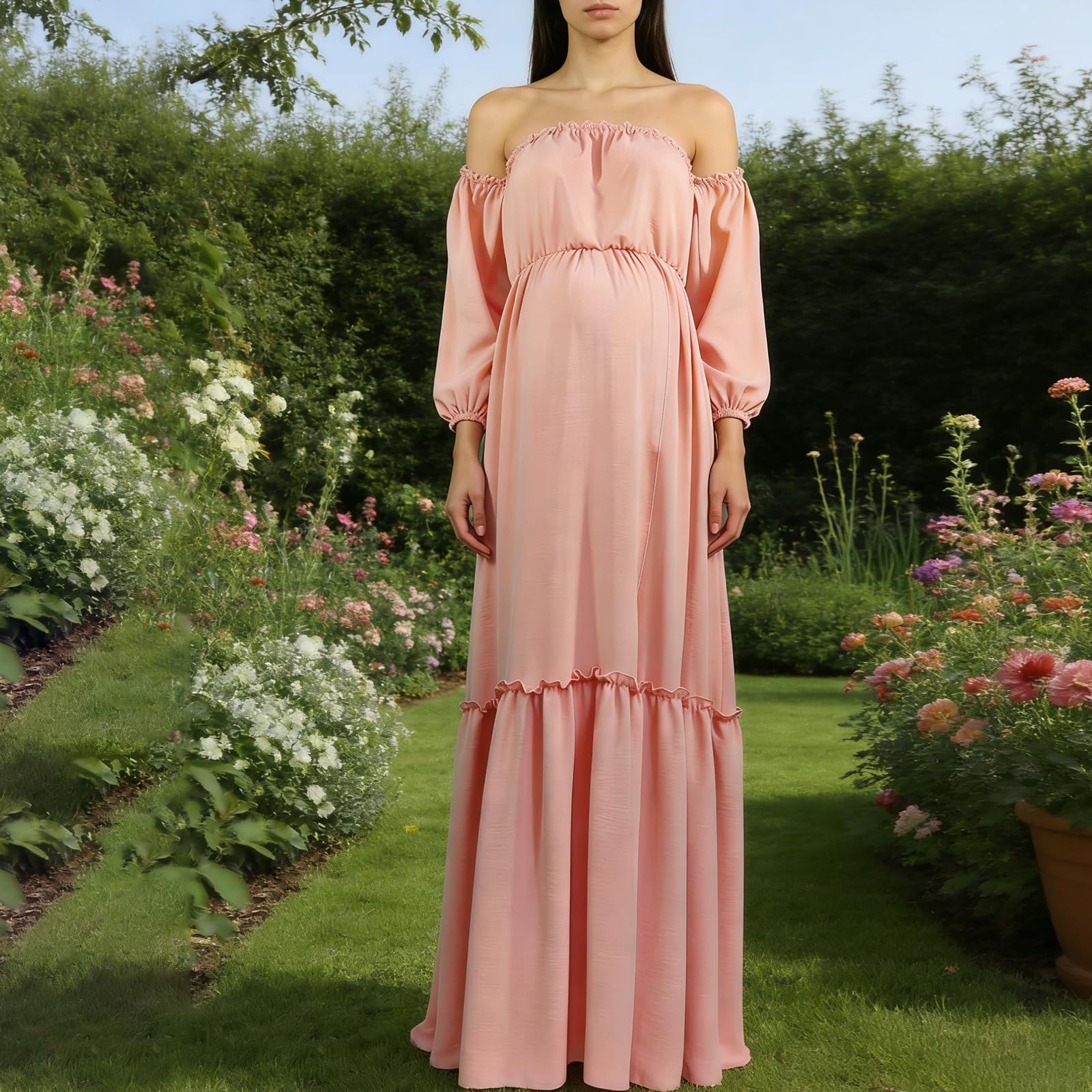 Vestido de maternidad de poliéster transpirable para sesión de fotos de embarazo y ropa cotidiana Mujeres embarazadas, vestido con abertura lateral, cómodo embarazo