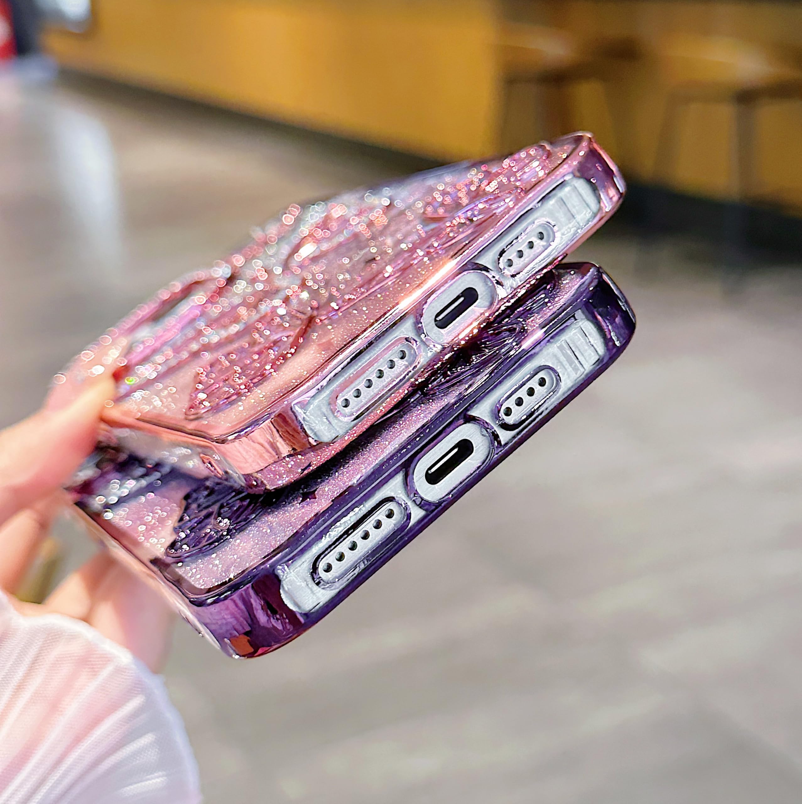 Hython - Funda Transparente Para IPhone 13 Pro Max Con Chispas Brillantes Y Brillantina, Funda Protectora De Policarbonato Resistente A Los Rayones Y Golpes, Para Niñas Y Mujeres, Rosado