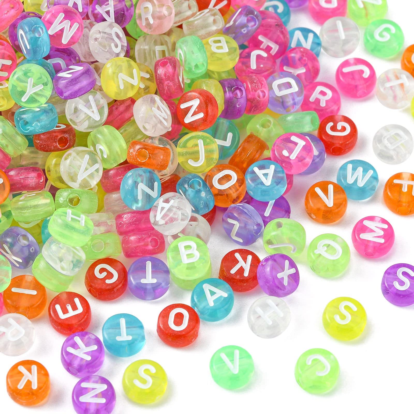 KitBeads 3550Pcs Transparent Acrylic Letter Beads A-Z Mixed Color Round Alphabet Beads for Bracelets Jewelry Making