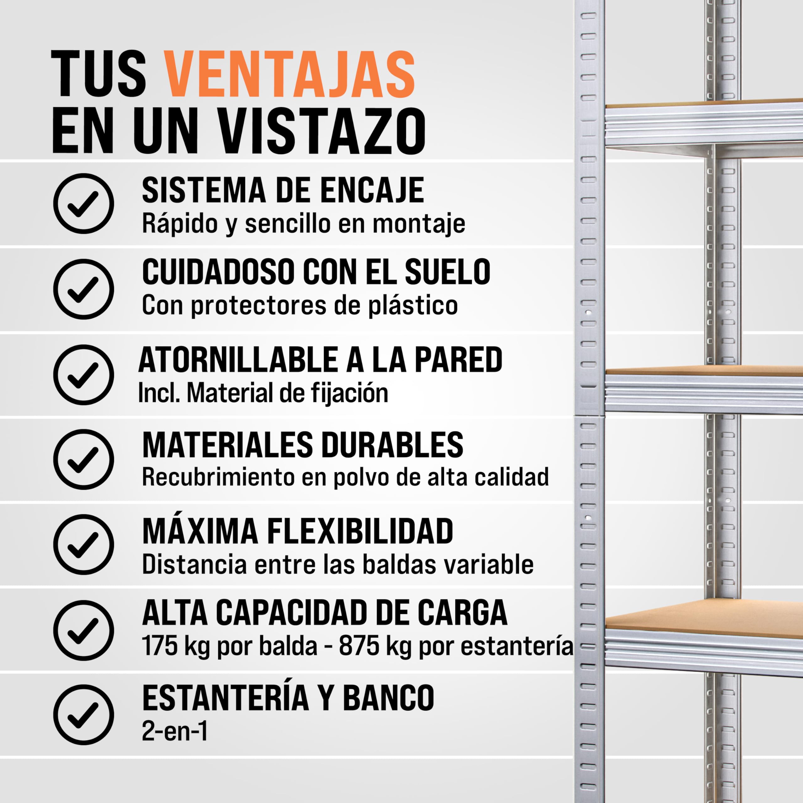 Monzana 2X Estanterías Almacenaje Metálicas Galvanizadas 180x90x40Cm Plata | 1750 kg, Modular, Trastero, Cocina, Despensa, 5 Estantes Baldas Ajustables, Carga Pesadas, Metálicas, Garaje,Almacenamiento
