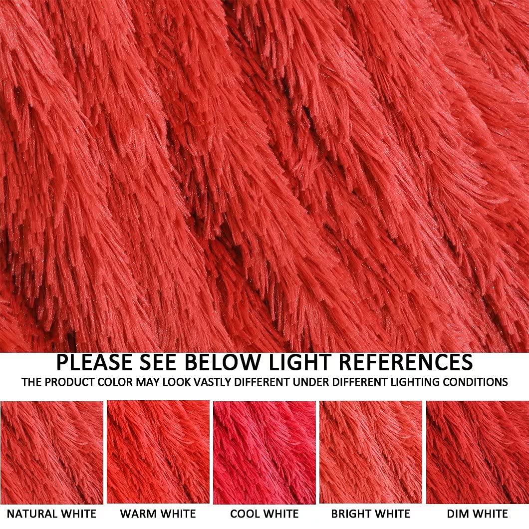 YUSOKI Long Faux Fur Throw Blanket for Sofa Couch,2 Layers,2.1lb,All Ages,Home Decoration, (Olive Green,50" x 60"): King90"*104" Red