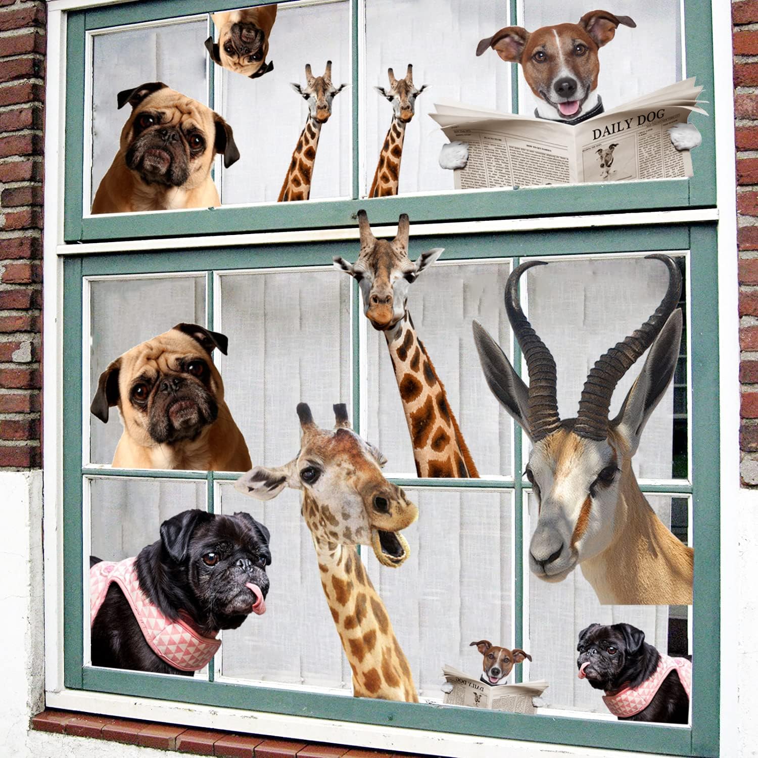 KOKOLAP 12 PCS Funny Giraffe Decals,Animals Stickers Window