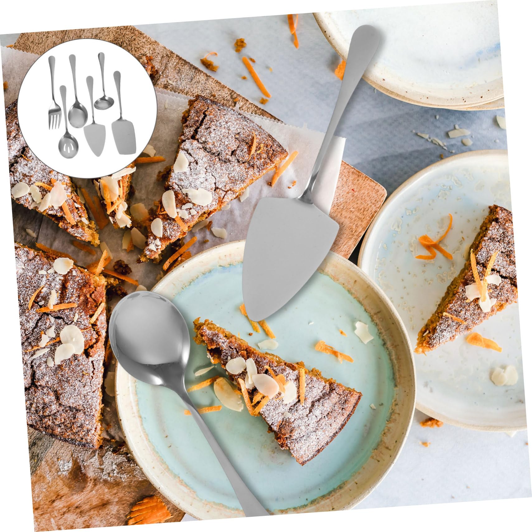 Alipis Couverts à Gâteau Acier Inoxydable Outil de Service avec Pelle à Tarte Fourchette et Cuillère