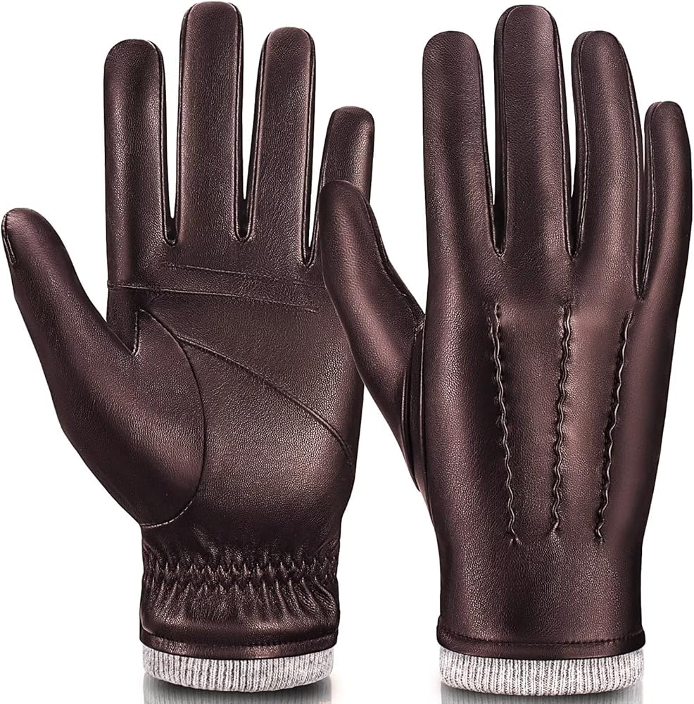 MAGILINK Mens Leather Gloves Touchscreen Texting, Winter Gloves