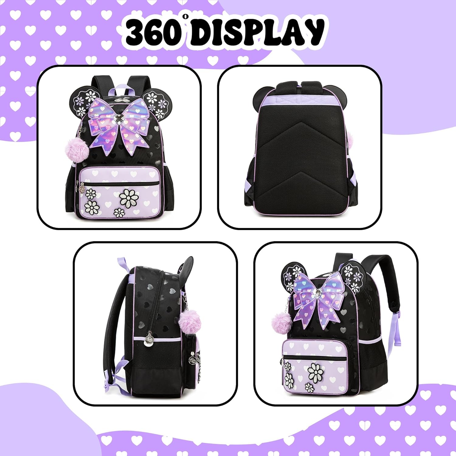 Backpack for Girls 16" Backpacks for Girls for School Sequin Backpack with Lunch Box for Elementary Students