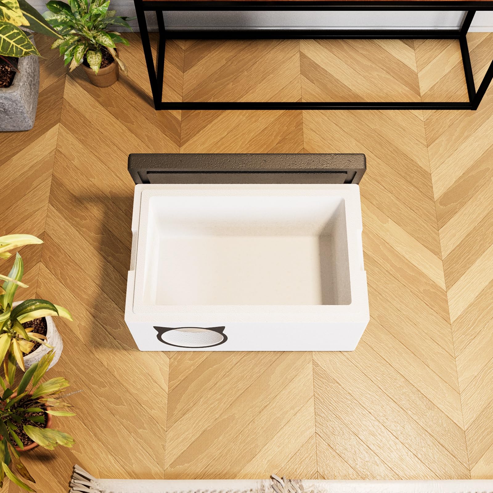 QLS Maison pour chat 58x38 cm Résistante aux intempéries en polystyrène avec rideau