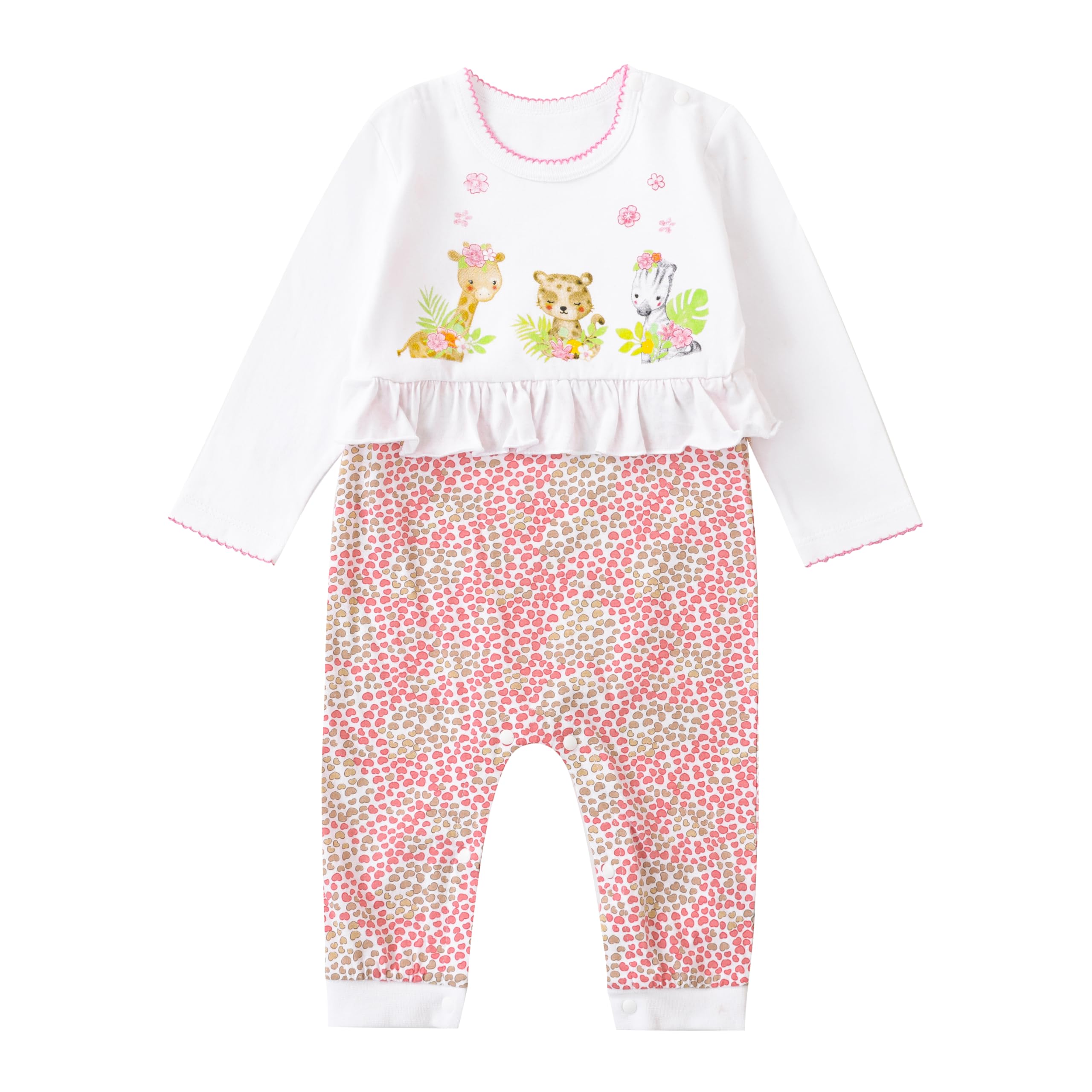 FITFIFTH POD Infant Baby Girl Clothes Cute Giraffe Zebra Print Jumpsuits Pure Cotton Baby Girls One-Piece Rompers