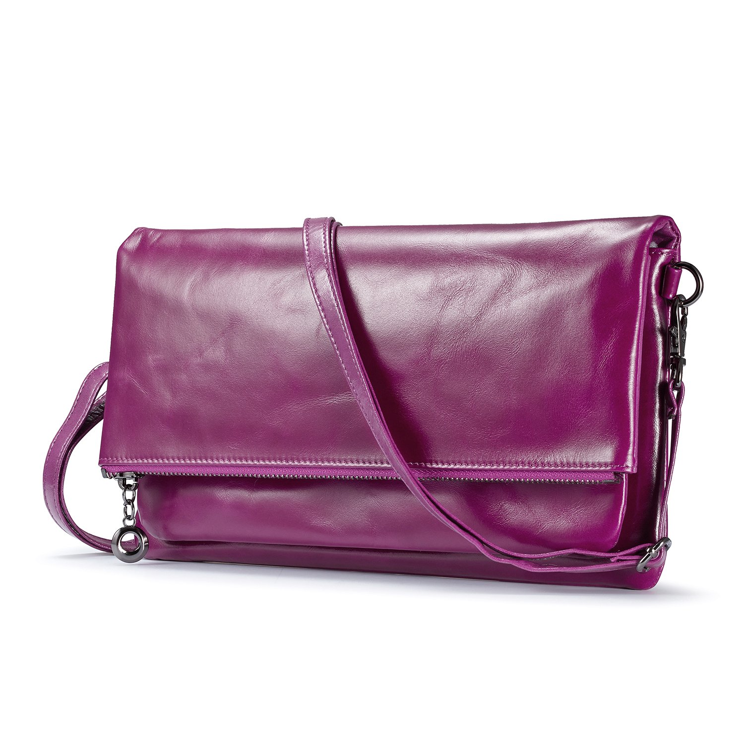 Womens Genuine Leather Clutch Handbags [6 Card Slots] Purse with Strap Crossbody Messenger Bag for Women