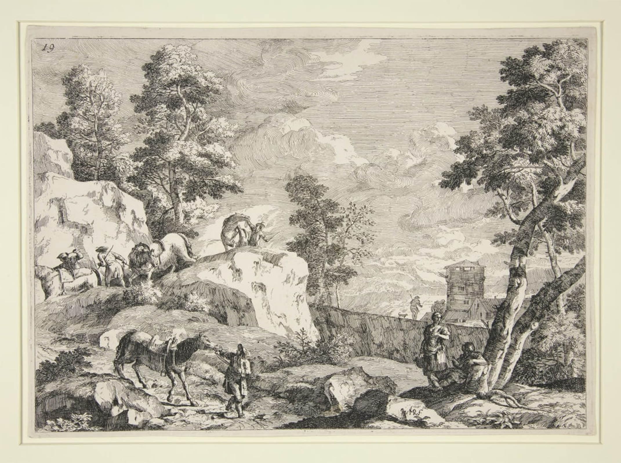 SERENDIPITP Vintage Wall Art Canvas Nordic Poster Canvas Print Picture Landscape with Four Horsemen by Marco Ricci Wall Art Poster for Home Decor 60x90cm