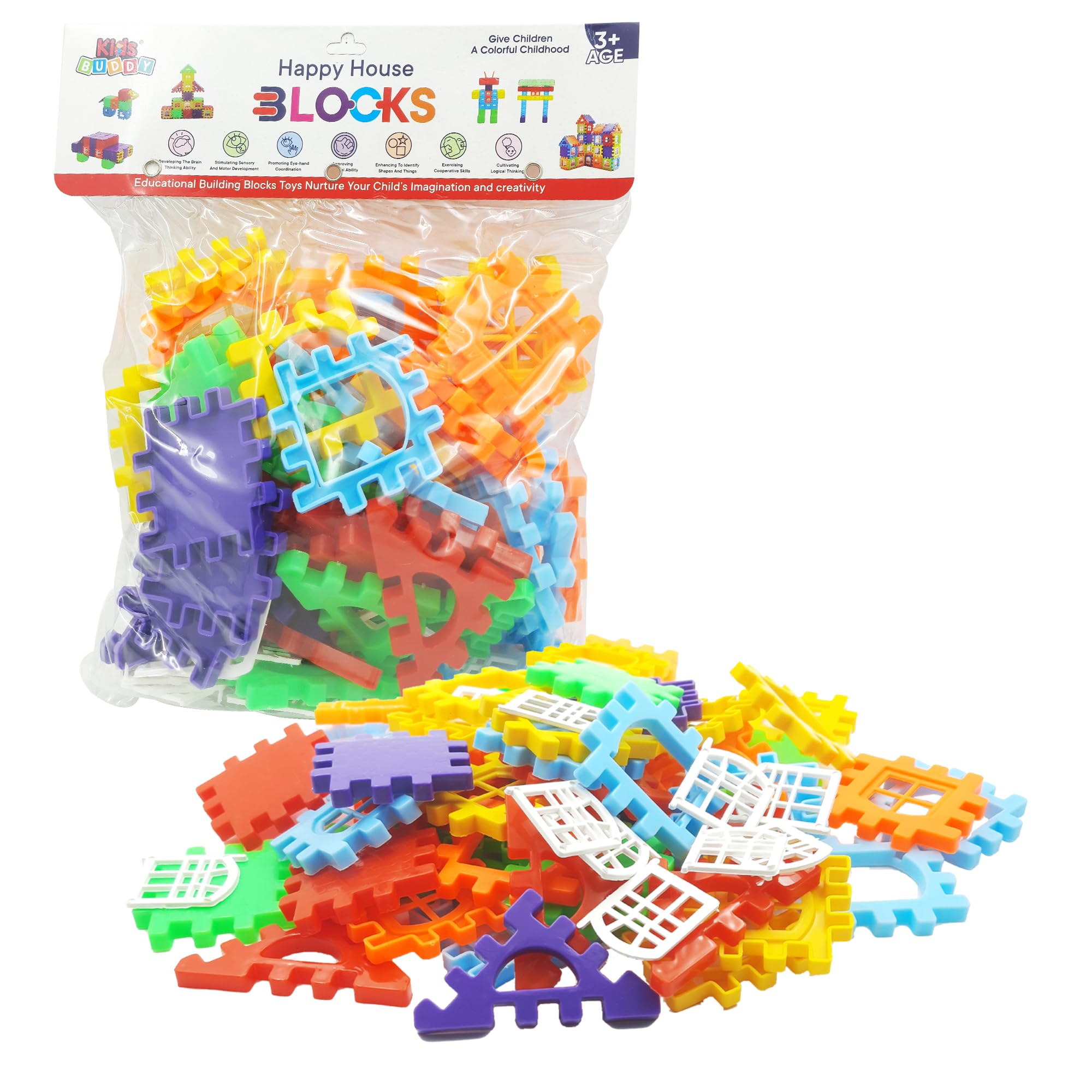 KiddyBuddy 65 Pcs Jumbo House Blocks Multi Color Building Blocks with Smooth Rounded Edges - Building Blocks for Kids - Blocks Game for 3 Years Old Girls & Boys, Multicolor (B09525NF91) Amazon Price History, Amazon Price Tracker