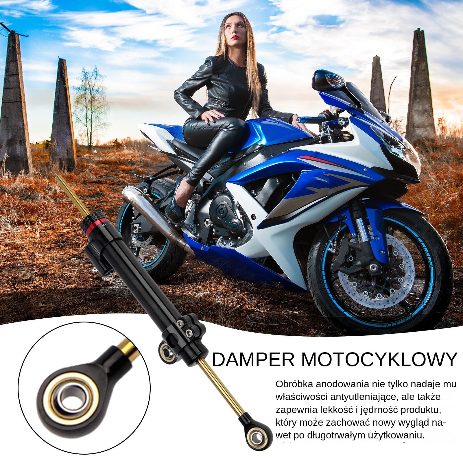 Amortyzator Skrętu Motocykla Regulowany Aluminiowy Wspornik Amortyzatora