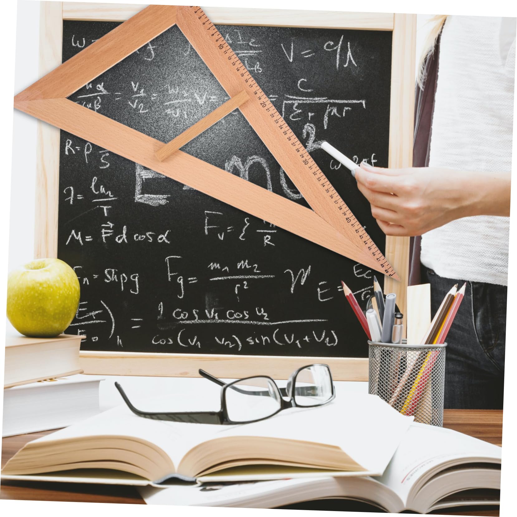 TEHAUX 3piezas Regla De Madera para Medir Mango Herramienta De Enseñanza para Aulas Regla Geométrica para Maestros Útil para Ilustrar Conceptos Clase Equipo De Medición Educativo