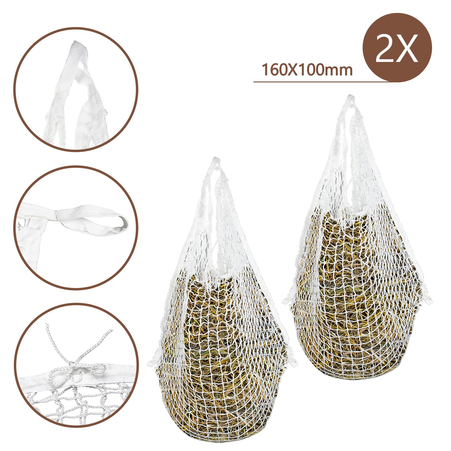 Filet à Foin SWANEW Lot De 2 - Maille 3x3cm 160x90cm Pour Chevaux Et Chèvres