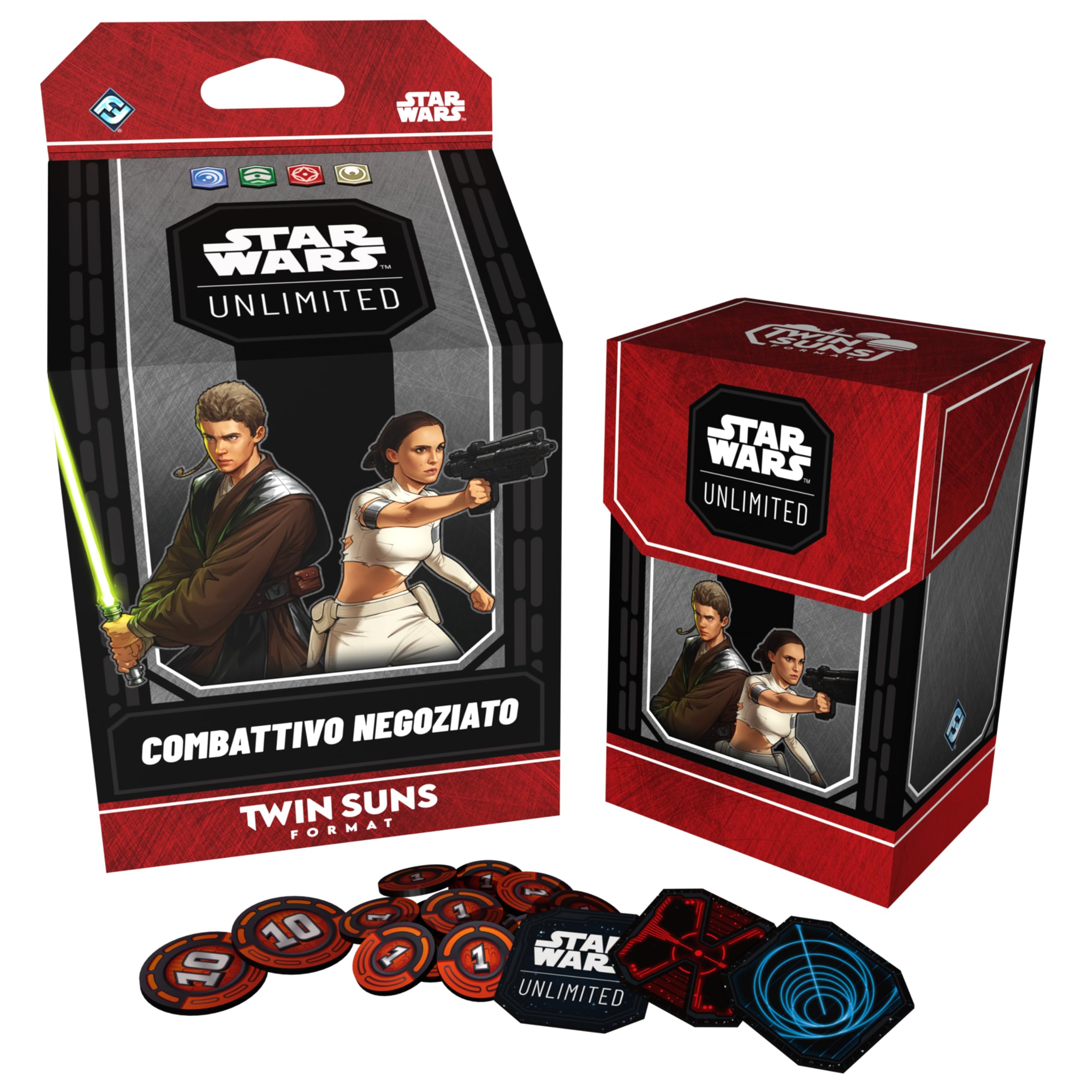 Asmodee – SWU TCG: TWIN SUNS DECK DISPLAY – Guerre dei Cloni
