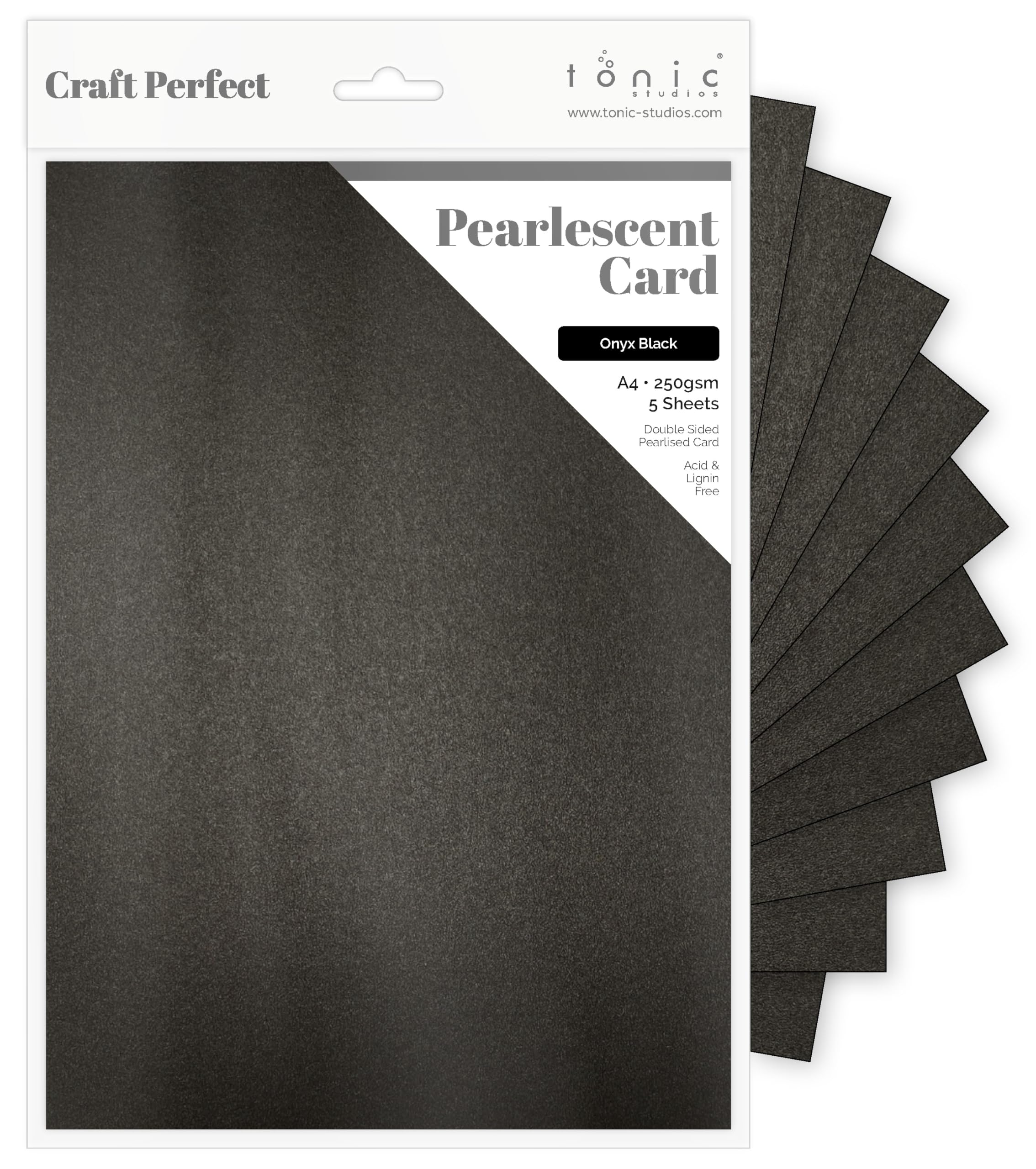 Tonic Studios Onyx Black Craft Perfect Pearlescent Card A4,