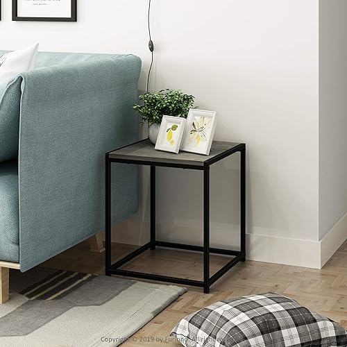Miniatura 2 de Furinno Camnus Modern Living - Mesa auxiliar, roble francés gris, 15.75 x 15.75 x 17.83pulgadas