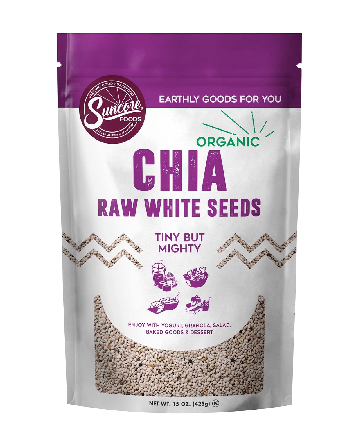 Buy Suncore Foods Organic Raw White Chia Seeds, GlutenFree, NonGMO