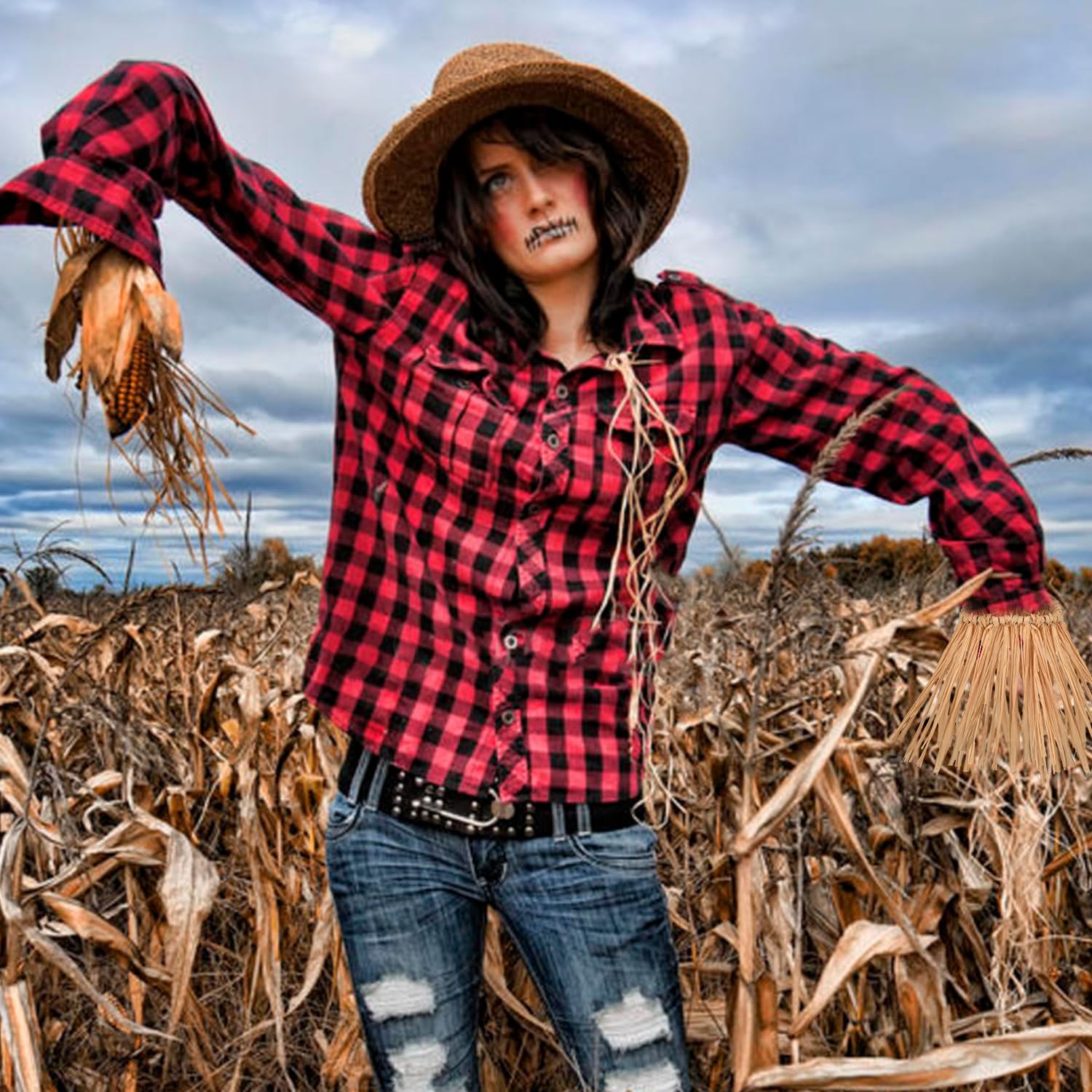 Gorro Espantapajaros Disfraz De Espantapájaros Niño Disfraz Completo De  Espantapájaros - Kit 4 Piezas Con Sombrero Y Accesorios - Adultos Espantapajaros  Para Halloween Sombrero De Paja Espantapajaros Niño, image size:1500x1500