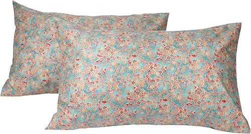 Juego de 2 fundas de almohada florales de algodón ultrasuave con cierre de sobre, transpirables, fáciles de lavar