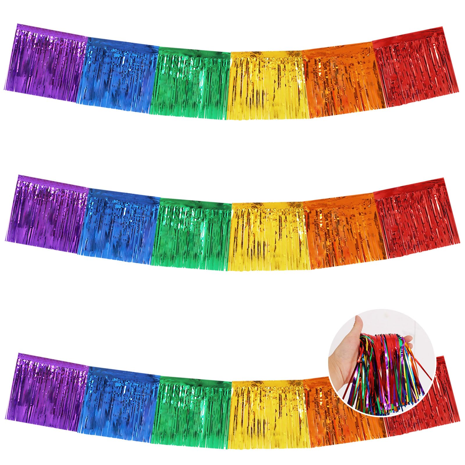 BEISHIDA Colorful Fringe Garland Banner 30ft Wall Tinsel Foil Streamers