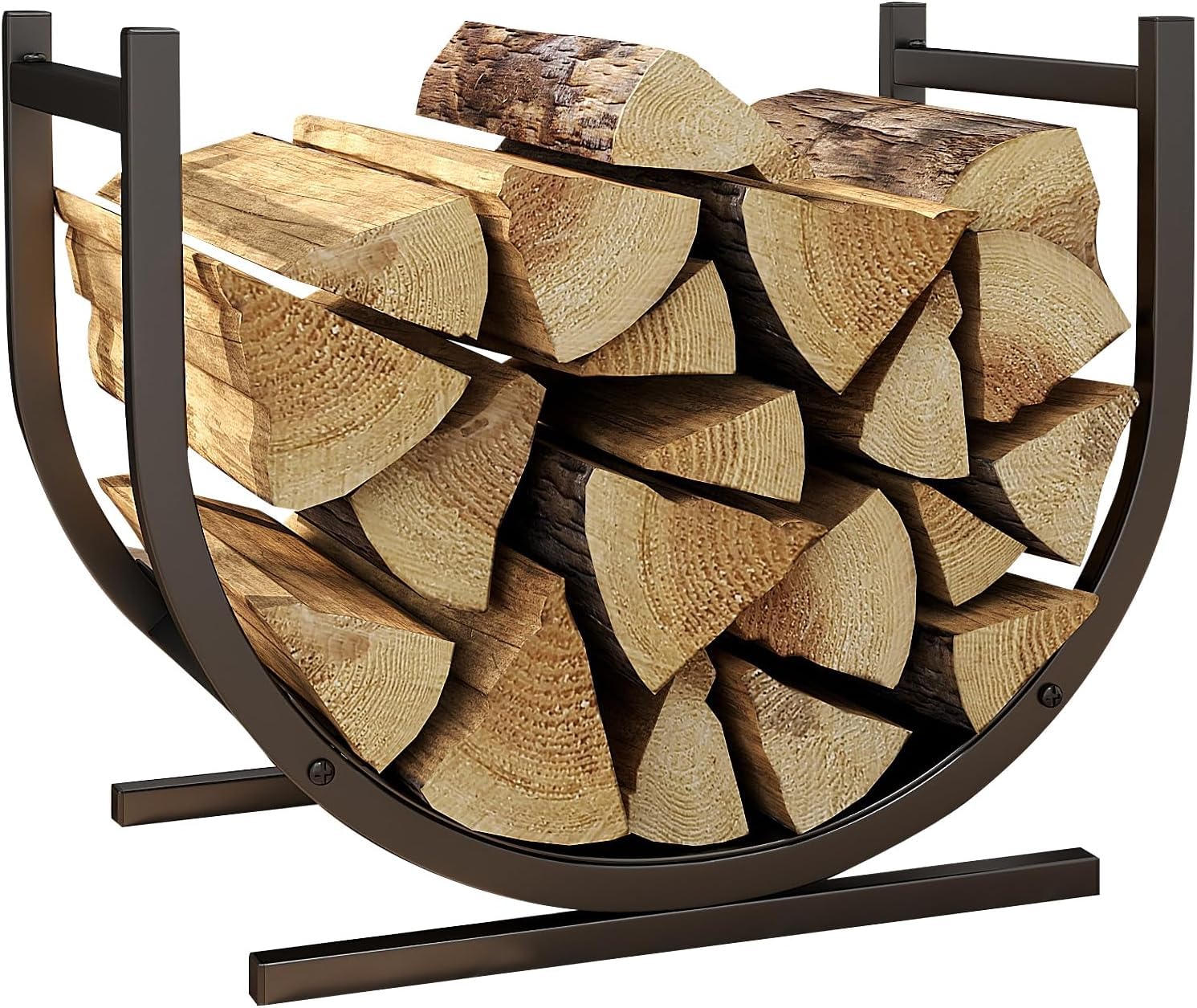 Small Decorative Indoor/Outdoor Firewood Racks Fireside Log Rack, Black-image-38