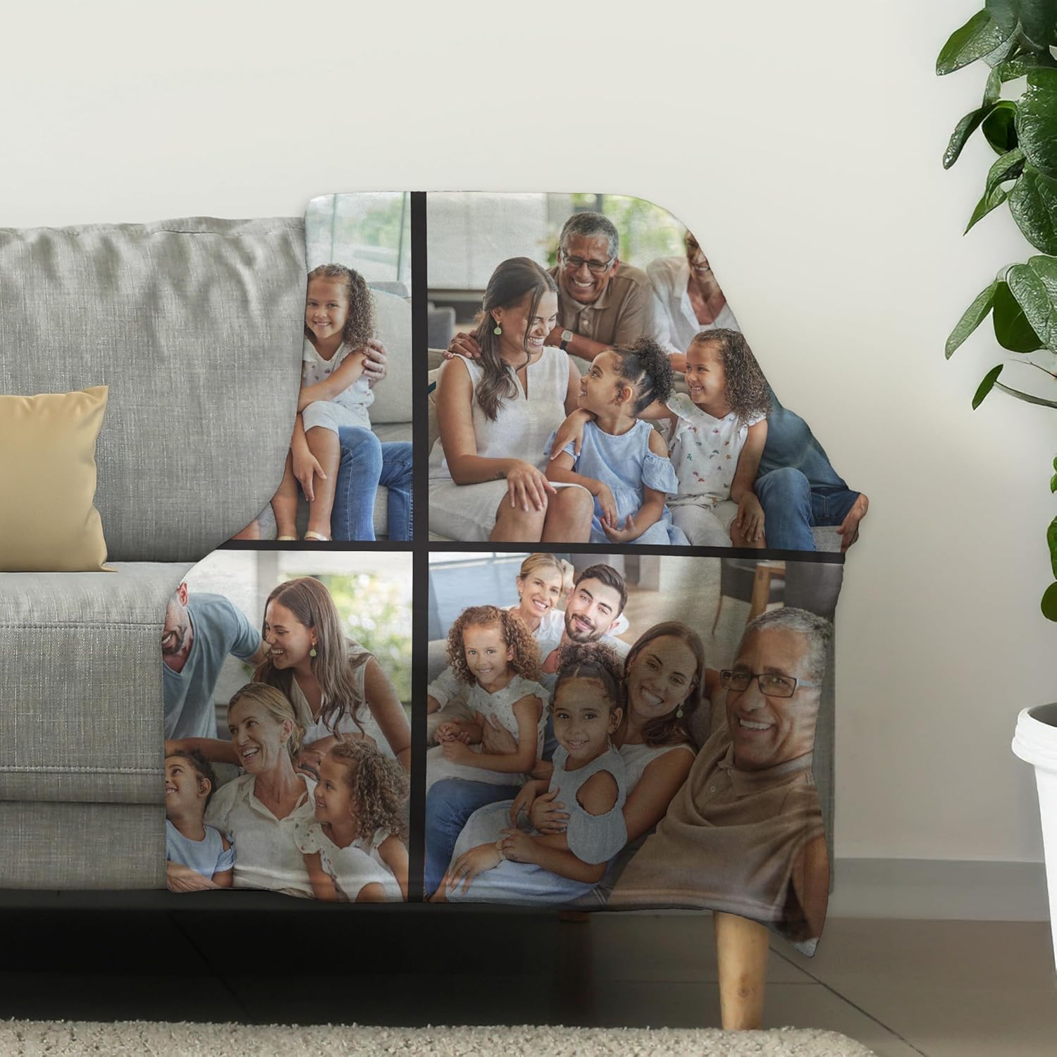 Prints Next Day - Custom 6-Photo Fleece Throw Blanket – 60" x 80" Soft Personalized Blanket for Weddings, Anniversaries, Birthdays & Holidays – Premium Printing in The USA