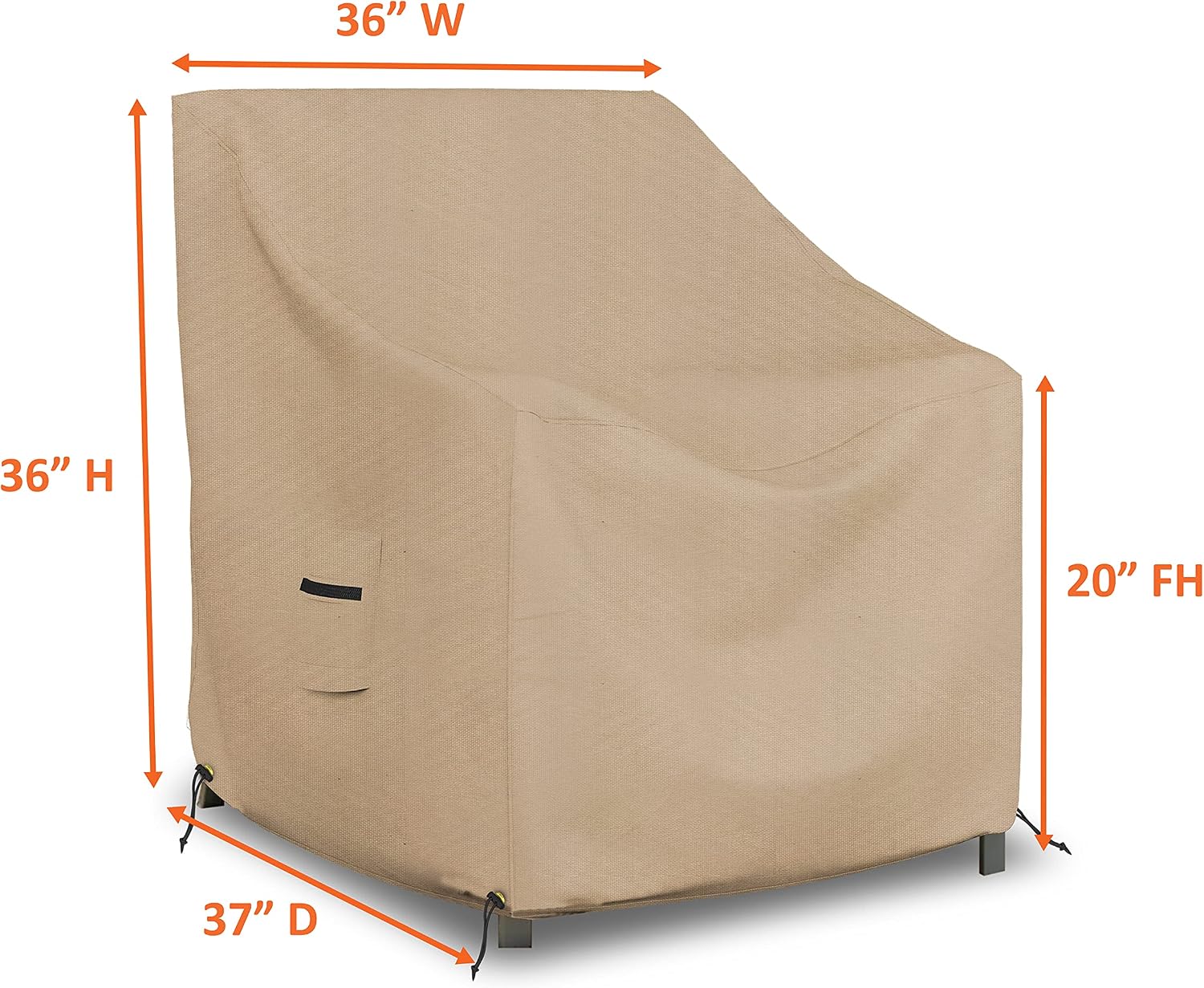 Outdoor Chair Cover Pack of 2 600 D Oxford Fabric - 100% Water Repellent & Weather Resistant Stackable/Patio Chair covers with Air Pocket & Drawstring for Snug Fit (36"L x 37"D x 36"H, Beige)