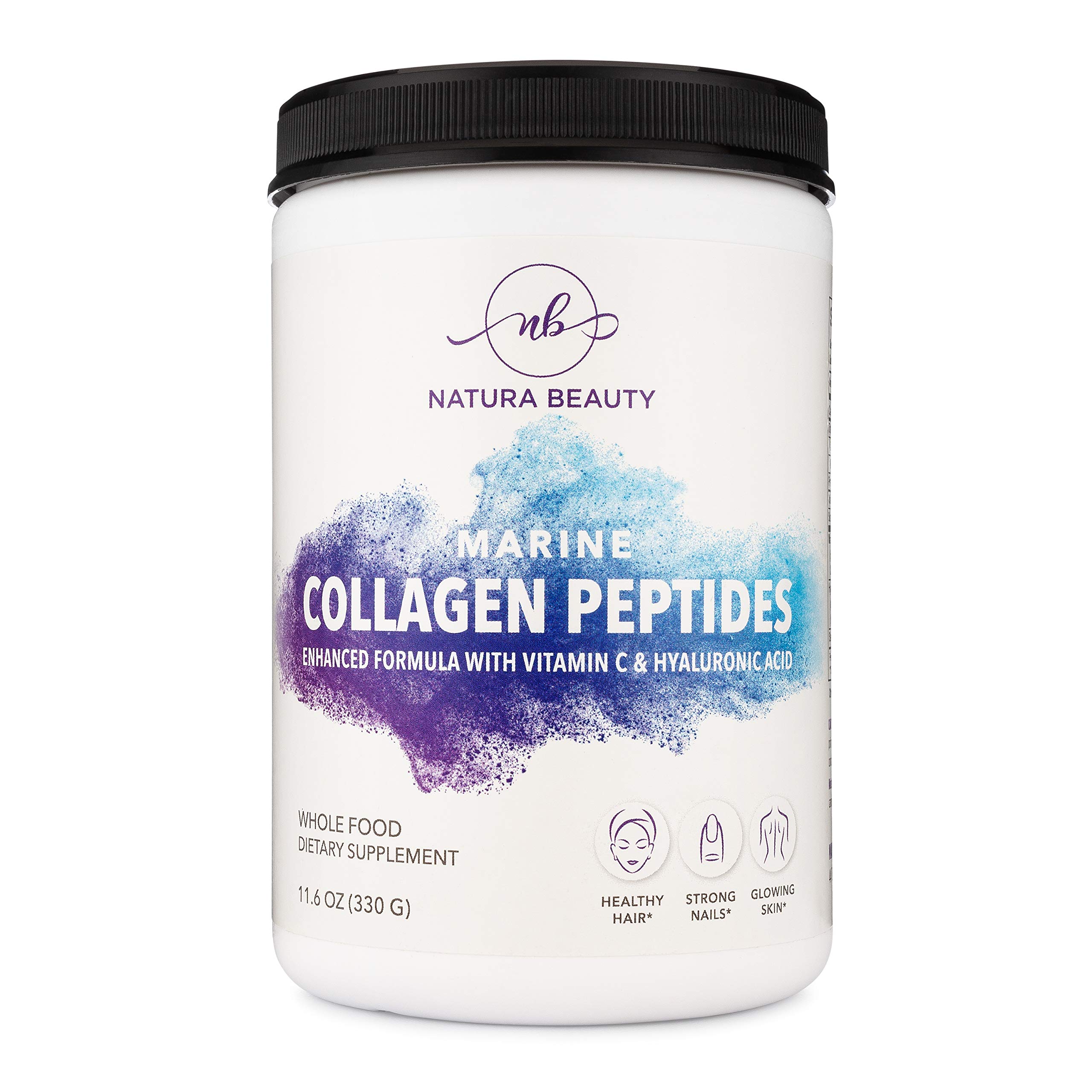 Marine Collagen Peptides | Enhanced Anti-Aging & Anti-Wrinkling Formula with Vitamin C & Hyaluronic Acid | Pescatarian & Keto Friendly, Non-GMO
