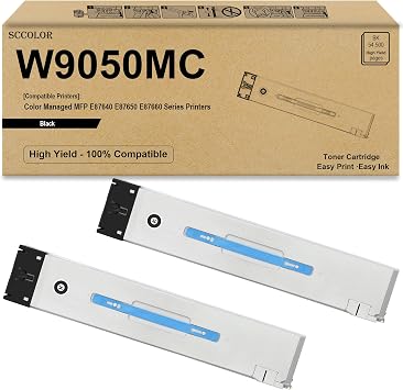 W9050MC Black Toner Cartridge High Yield 2PK Replacement for Color Managed MFP E87640 E87650 E87660 Series Printers
