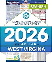 2026 West Virginia Labor Law Poster – State & Federal Compliance in Spanish – OSHA, EEOC, FMLA, Minimum Wage – Durable, Laminated & Waterproof Workplace Employment Poster – Made in USA – 26” x 39.5”