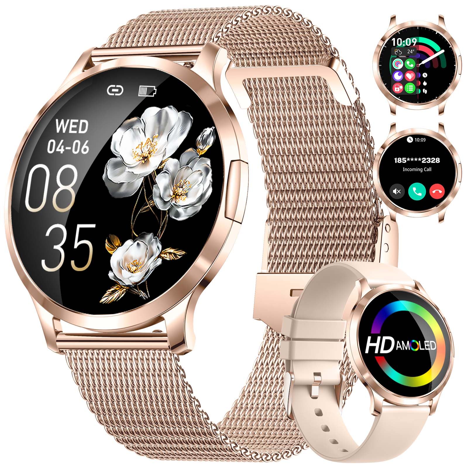 SUNKTA Smart Watch for Women Dial Answer Call 1 32 AMOLED HD Display 100 Sports Mode Fitness Tracker