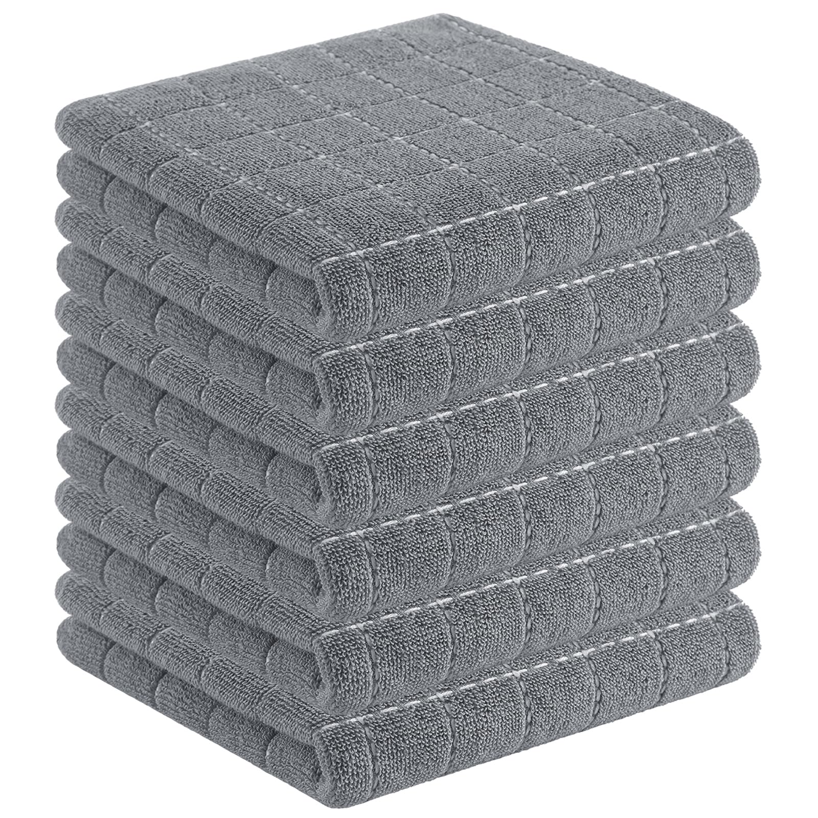 Homaxy 100% Cotton Terry Kitchen Towels, 6 Pack, Grey | Ultra Soft and Absorbent Dish Towels for Kitchen, Suitable for Drying and Washing Dishes