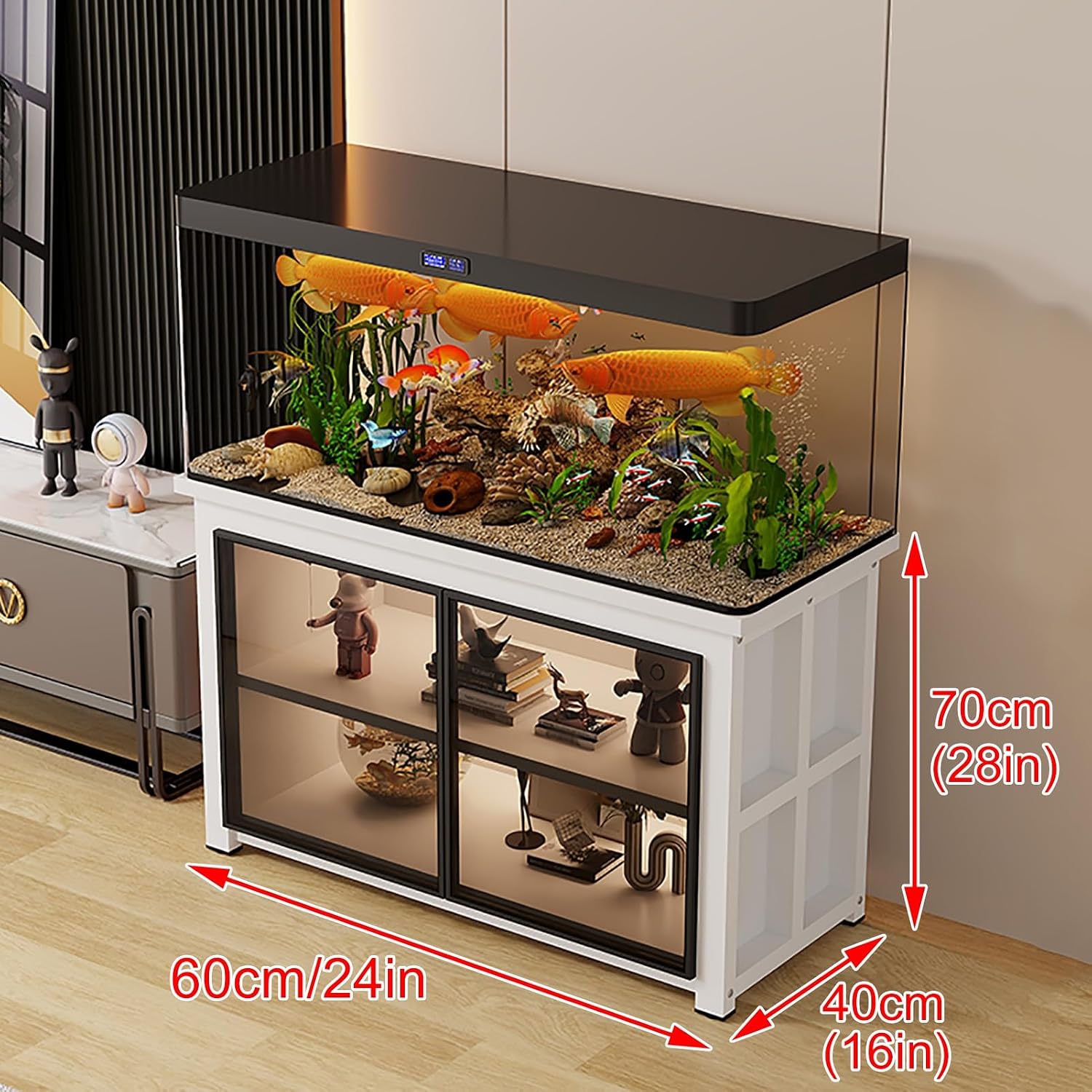 10-40 Gallon Aquarium Cabinet, Terrarium Table, Fish Tank Stand, Reptile Tank Stand, Terrarium Cabinet(Gray,60x40x70cm/24x16x28in)