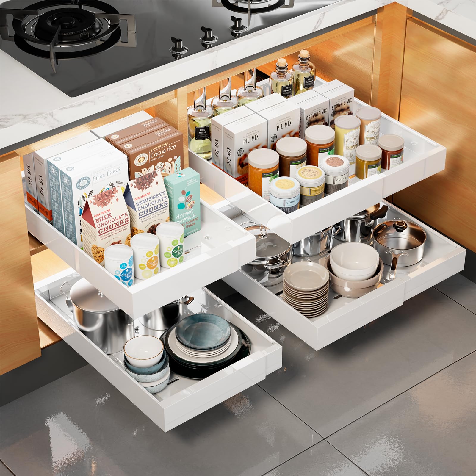 Cabinet Drawers 2Pack Pull Out Cabinet Organizer, 21