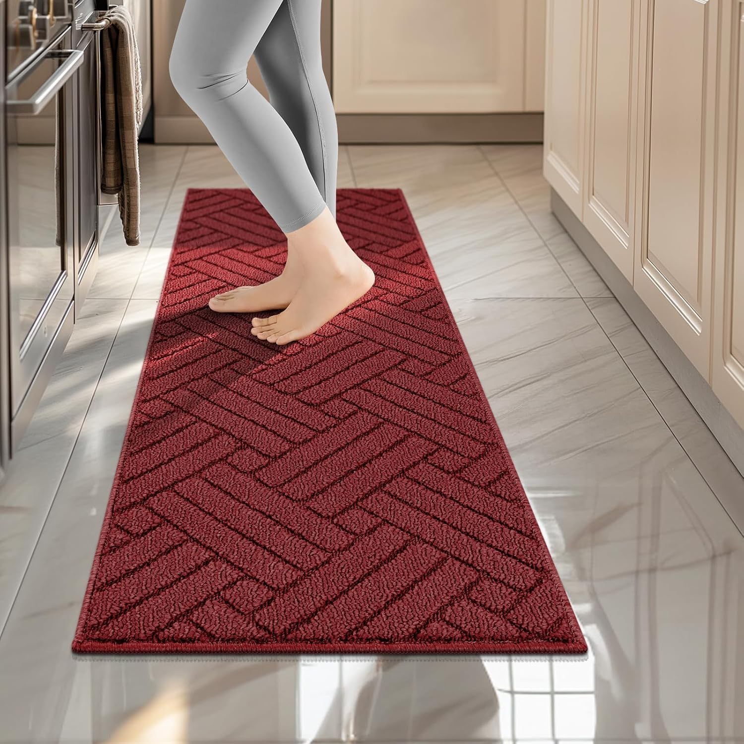 Kitchen Rugs and Mats for Floor,Red Kitchen Runner Rug 20"x59" Washable Non Skid Absorbent Resist Dirt Comfort Standing Mat for Entryway,Hallway, Front of Sink,Christmas Kitchen Decor