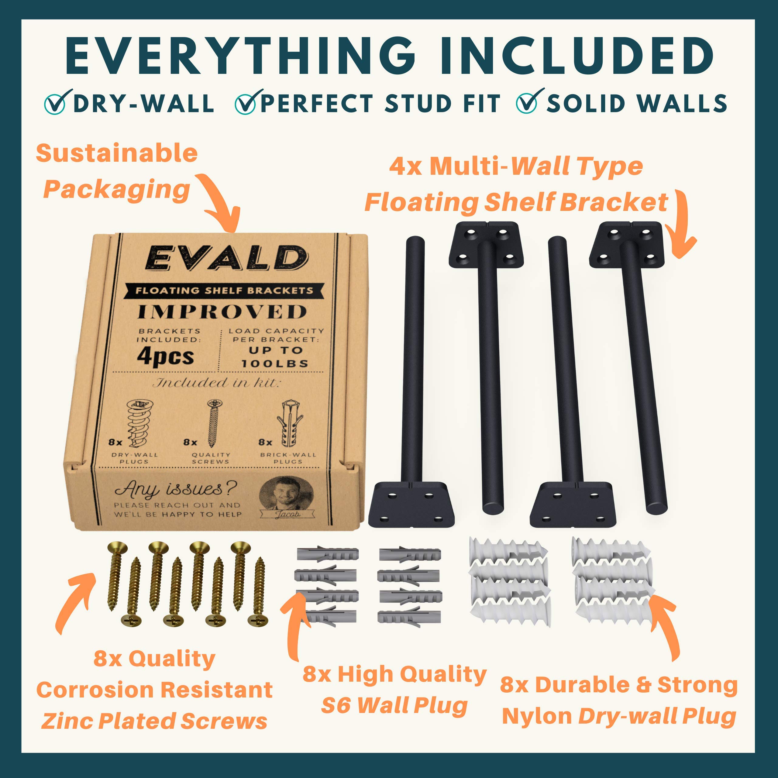 Buy EVALD The Improved Floating Shelf Hardware Heavy Duty Floating