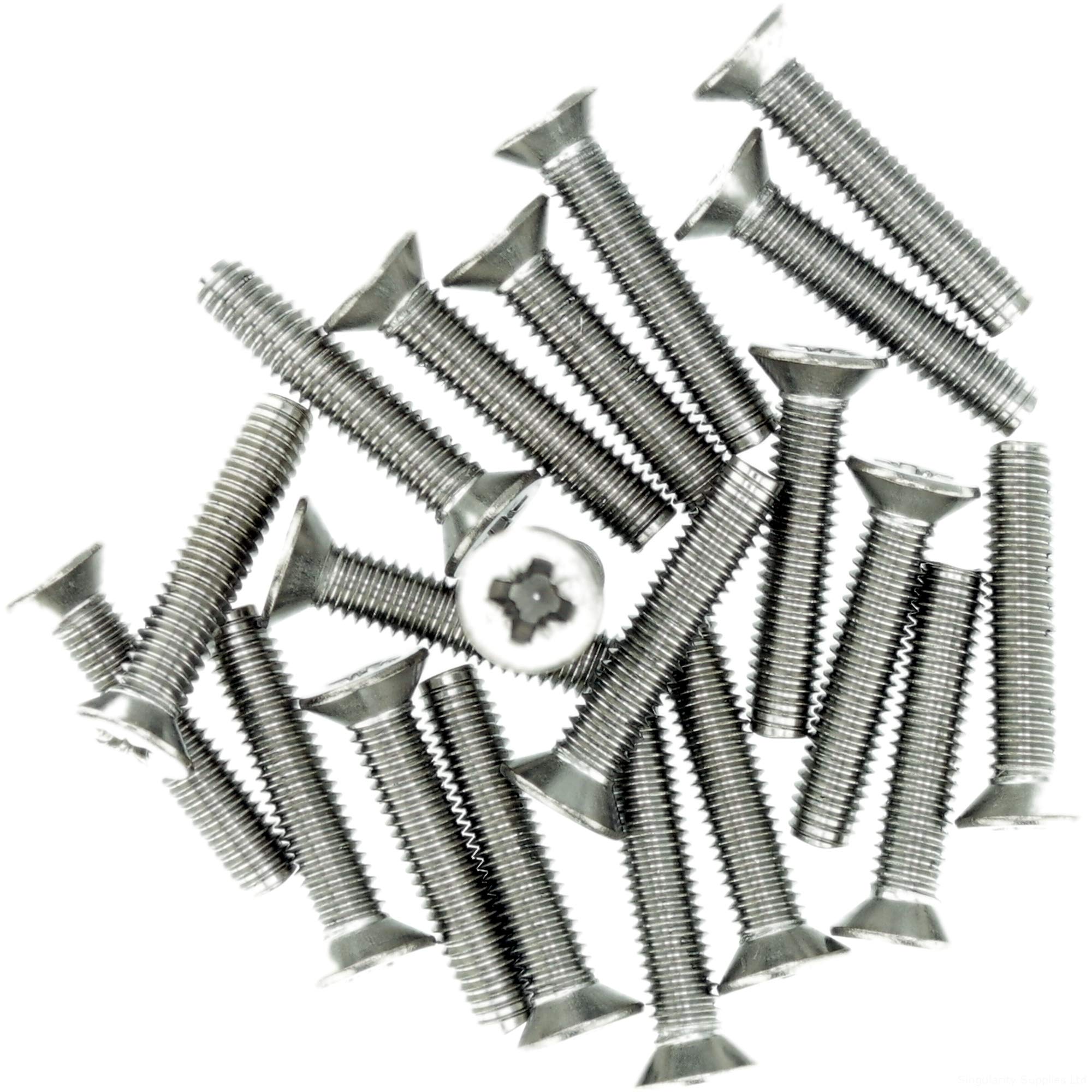 Singularity Supplies M5 (5Mm X 20Mm) Pozi Countersunk Thread Rolling Screw - Stainless Steel (A2) (Pack Of 20)