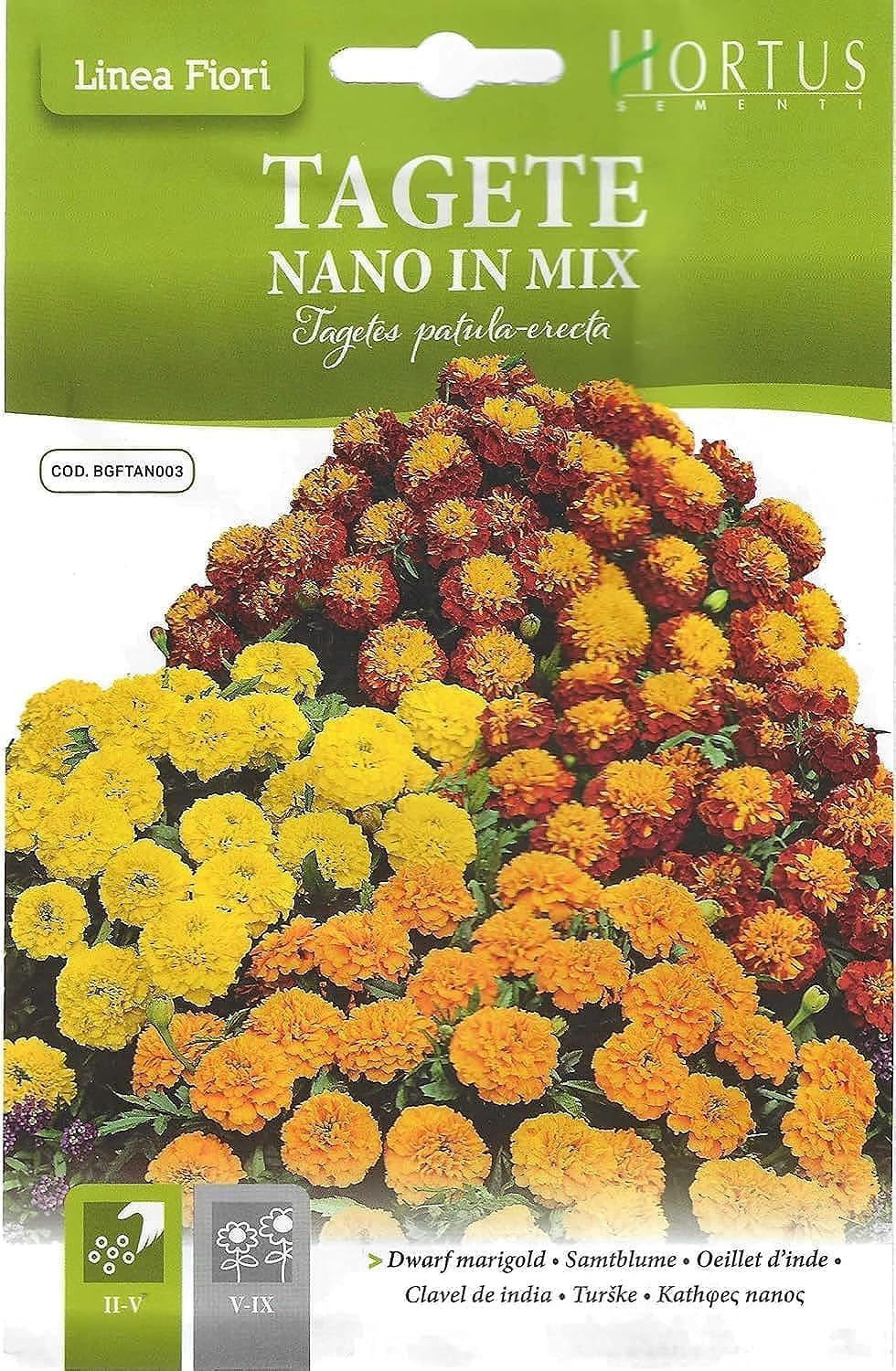Dwarf Marigold Mix Premium Quality Seeds (Tagete Nano In Mix) (Made in Italy) by Hortus Sementi