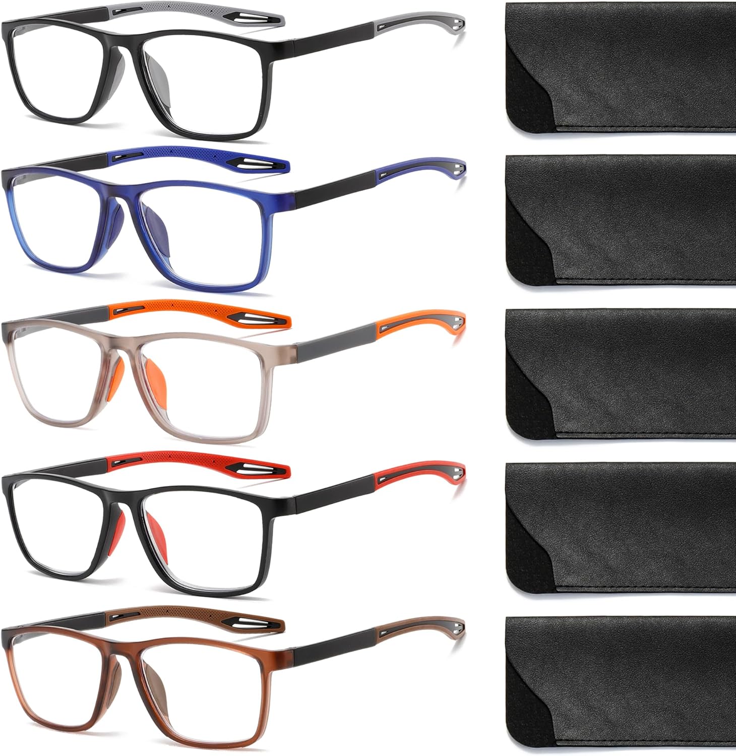 TR90 Lightweight Sports Reading Glasses for Men,Computer Glasses Blue Light Filtering C1 3.5 x