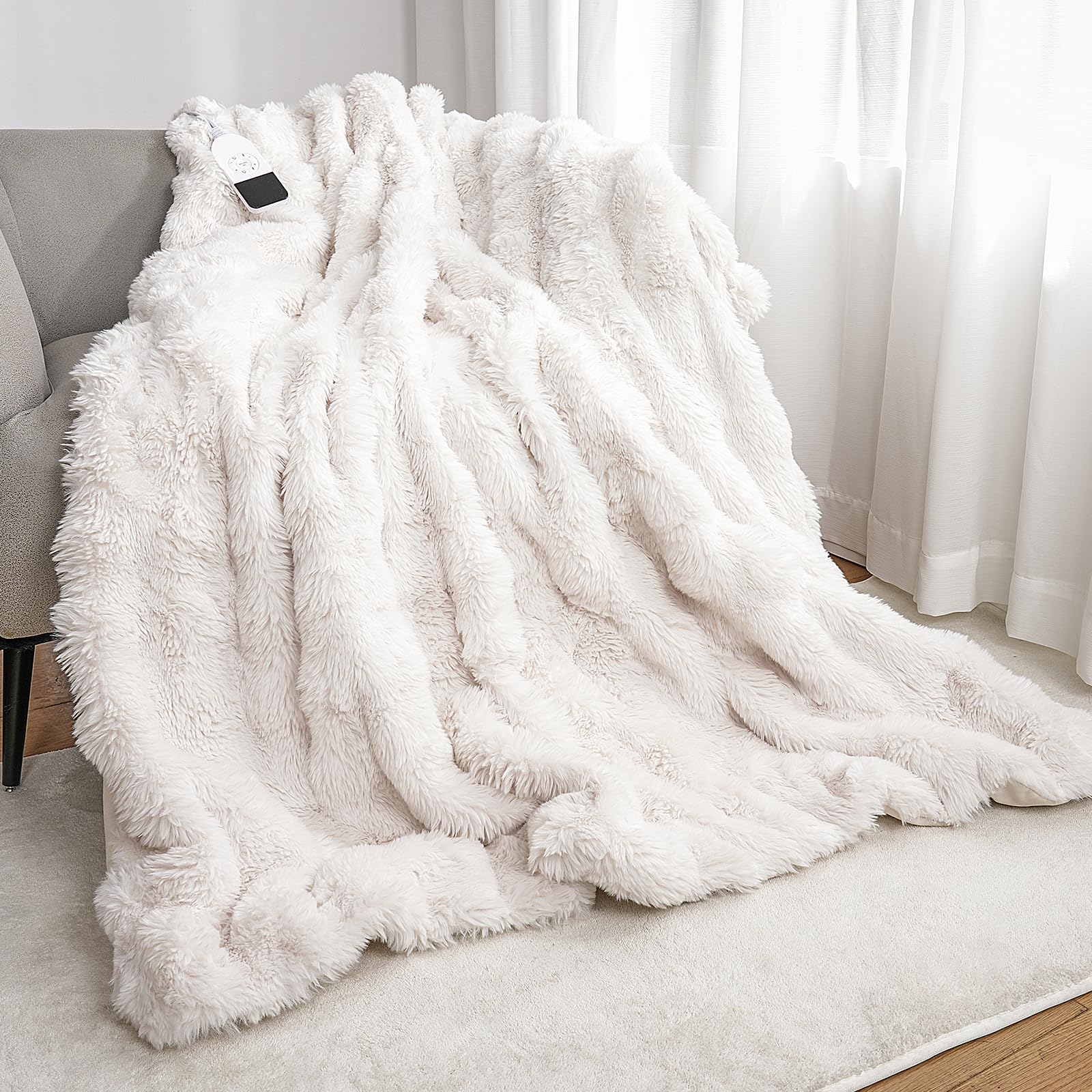 DGV 電気毛布 ふわとろ とろける ラビットファー調 掛け 敷き 掛け敷き兼用 25段階温度調節 12時間自動停止タイマー付 洗える 速暖 肩掛け 膝掛け ブランケット 防寒対策 暖房器具 縦ストラ… Amazon | DGV 電気毛布 ふわとろ とろける ラビットファー調 掛け 敷き