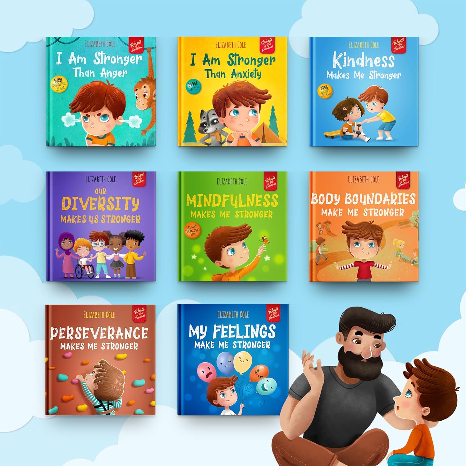 World of Kids' Emotions (Anger, Anxiety, Kindness, Diversity, Mindfulness, Body Safety, Perseverance, Feelings) - Box Set of 8 Books about Emotion Regulation, Social Emotional Intelligence, and more      Paperback – November 15, 2024