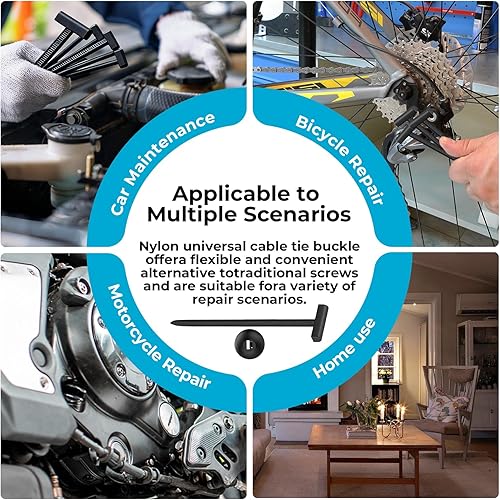 Miniatura 7 de 200 piezas de hebillas universales de nailon para ataduras de cables, hebilla de sujeción de cables mejorada, clips de amarre para automóvil, bridas