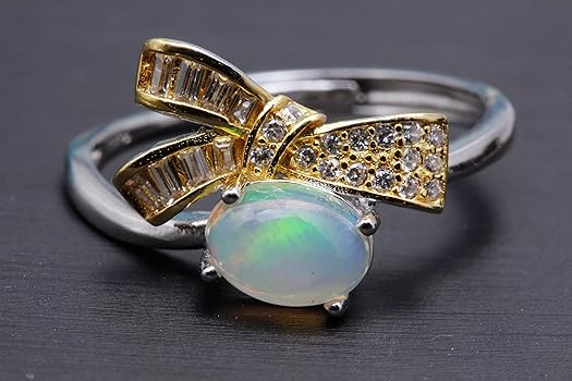 Amazon | [K KOUOKU 古憶] 天然 オパール 指輪 リング