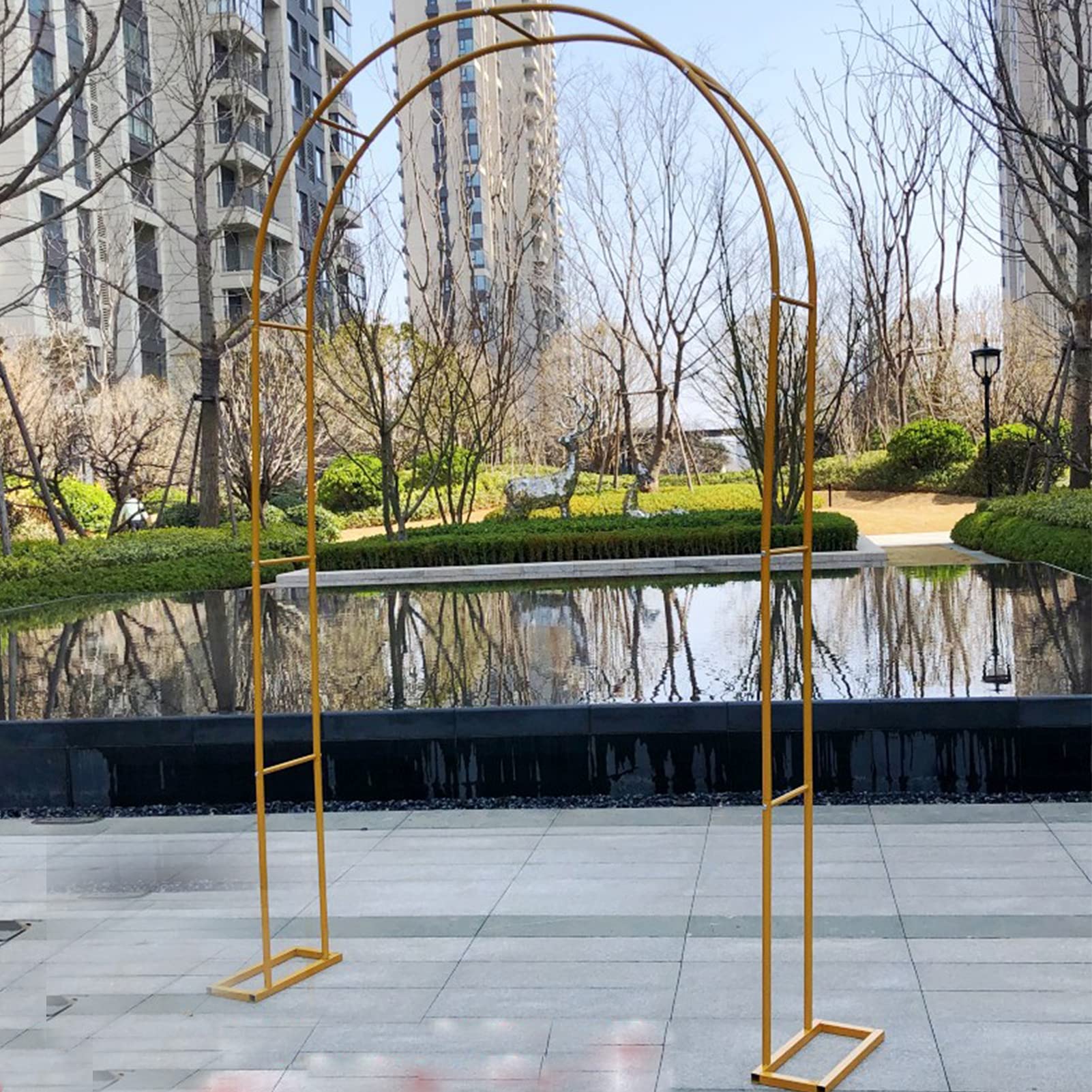 Metalowy Łuk Ogrodowy, Pergola Z Kratką, Łuk Różany Dla Różnych Roślin Pnących, Łuk Ślubny Z Kratką, Odporny Na Warunki Atmosferyczne, Do Ogrodu, Na Taras, Czarny, Biały, Złoty, Zielony, Złoty, 1,8 X