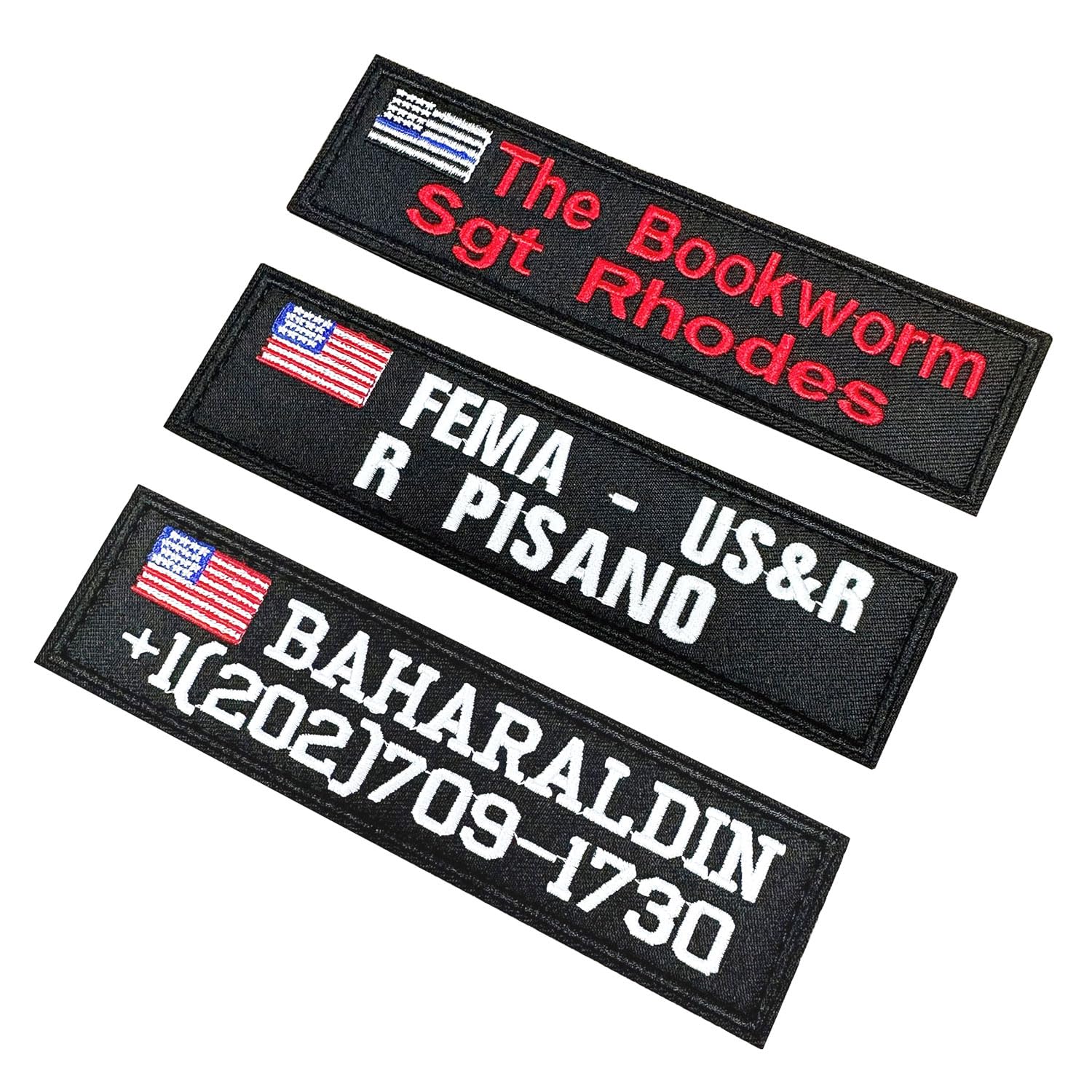 Custom Name Patches, 2pcs Personalized Military Name Patch Embroidery USA Flag Name Tactical Tag