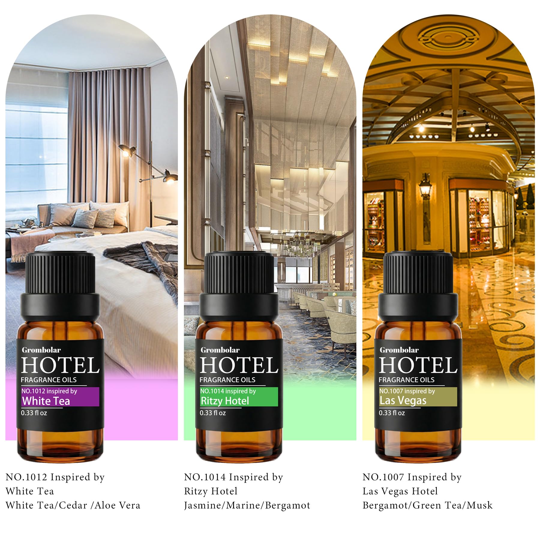 Juego de aceites esenciales, colección de hotel, juego de regalo de aceite esencial de alta calidad para difusores, cuidado del hogar, fragancias, humidificadores (set de 6 piezas)