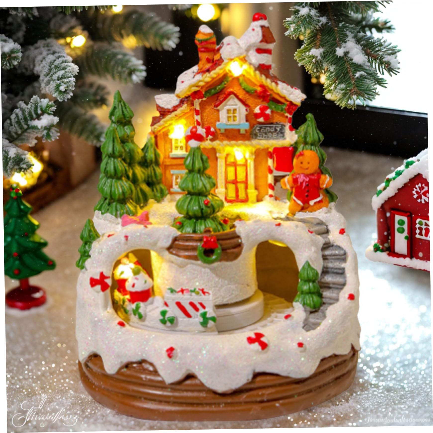 KERST TREIN MET ROTERENDE LED WIELEN - MET ADAPTER- Glow Specialist